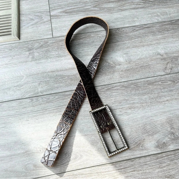 Aldo Rhinestones Distressed Leather Belt Made in Canada main image 15